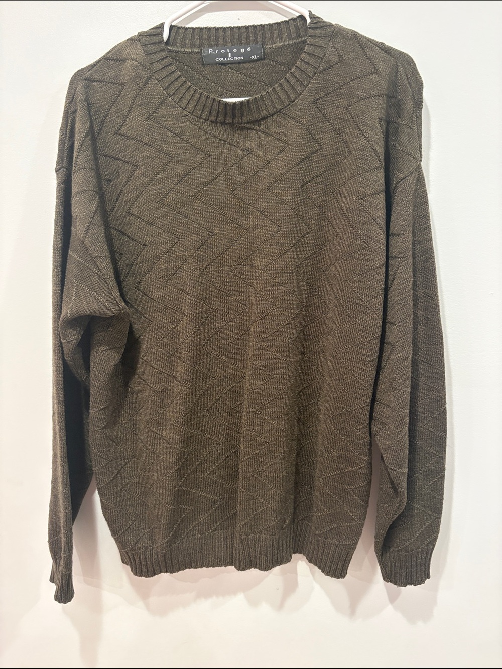Protege Olive Crewneck Sweater for Men — Textured Knit perfect condition!